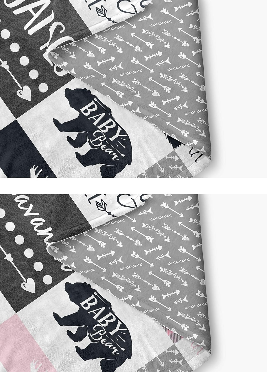 Personalized Baby Name Blanket for Nursery Crib Throw or Toddler Bed | Tribal Baby Woodland Theme for Girl or Boy - Lightweight Silky Soft Minky Fleece