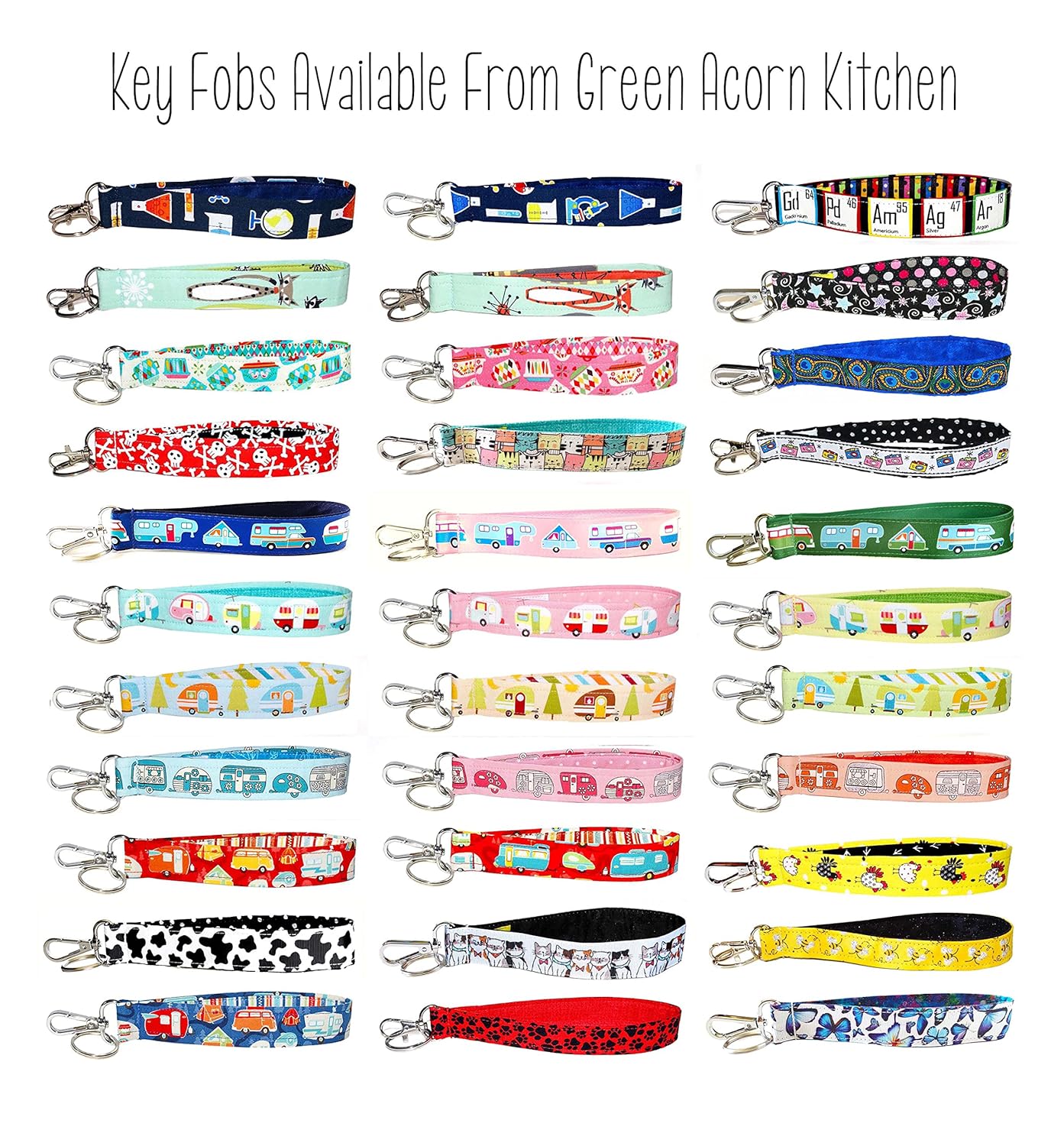 Blue Peacock Key Fob - Embroidered Ribbon Key Chain - Keychain Strap - 1 Inch Wide - 6 Inch Loop - Purse or Wallet Strap : Handmade Products