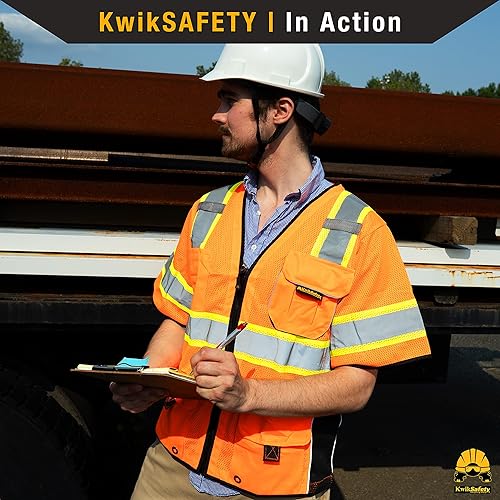 Miniatura 7 de KwikSafety - Charlotte, NC - Chaleco de seguridad Clase 3 para hombres y mujeres PPE Hi Vis, reflectante ANSI OSHA