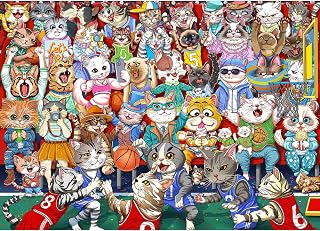 Puzzles for Adults 1000 Pieces, Cat Basketball Fun Jigsaw Puzzles Challenging Game, Puzzles Interlock Perfectly No Dust, for House Decoration, Party Toy for Kids Parents