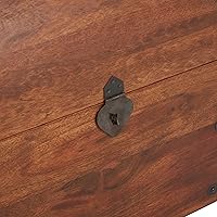 Vista 4 de Deco 79 Caja decorativa de madera hecha a mano con arco, caja de almacenamiento decorativa con herrajes de metal negro, caja de almacenamiento de 14