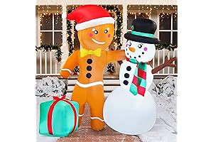 Joiedomi 6 FT Tall Christmas Inflatable Gingerbread Man & Snowman