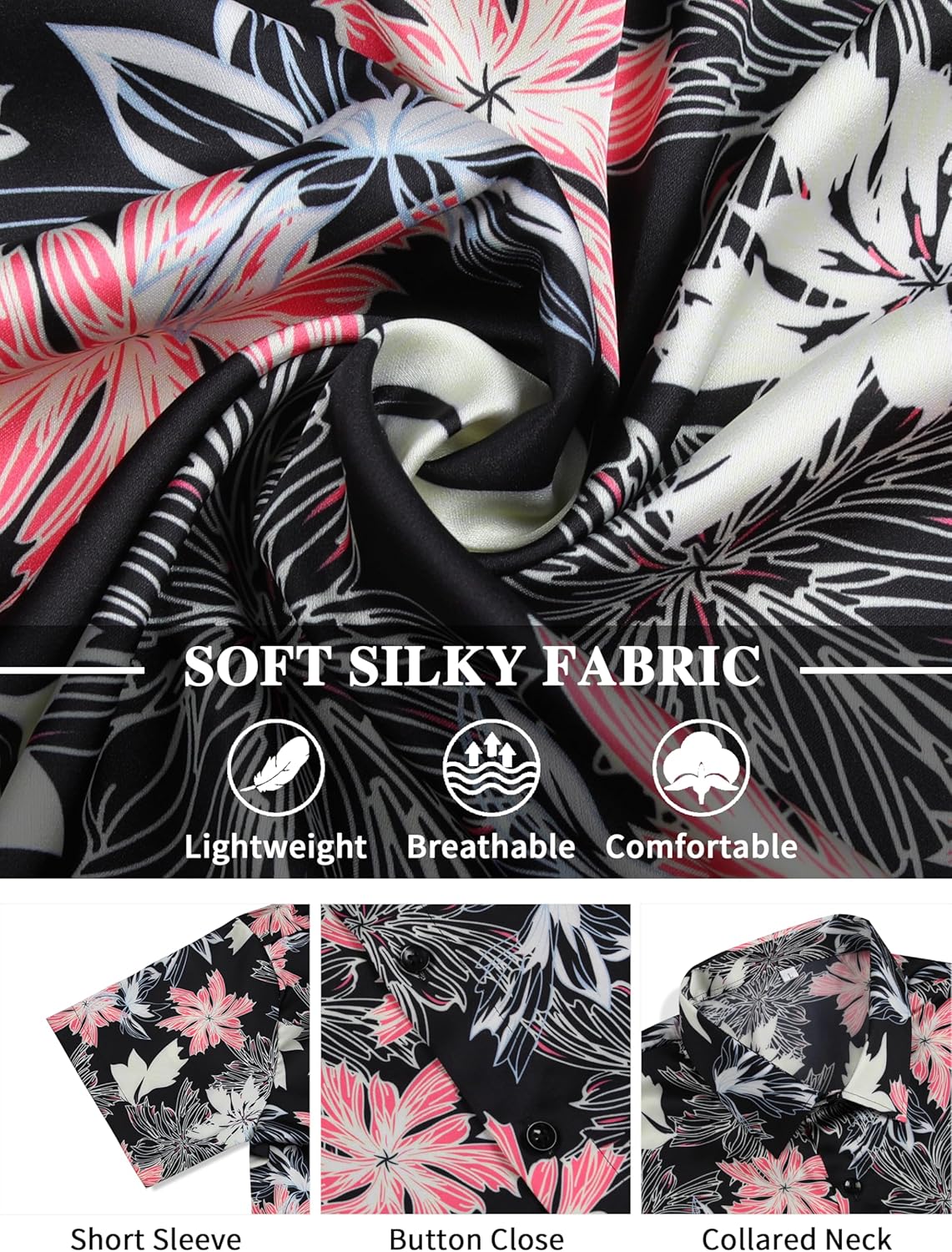 Men’s Hawaiian Shirt Short Sleeve Floral Button Down Casual Beach Vacation Party Shirt - Image 5