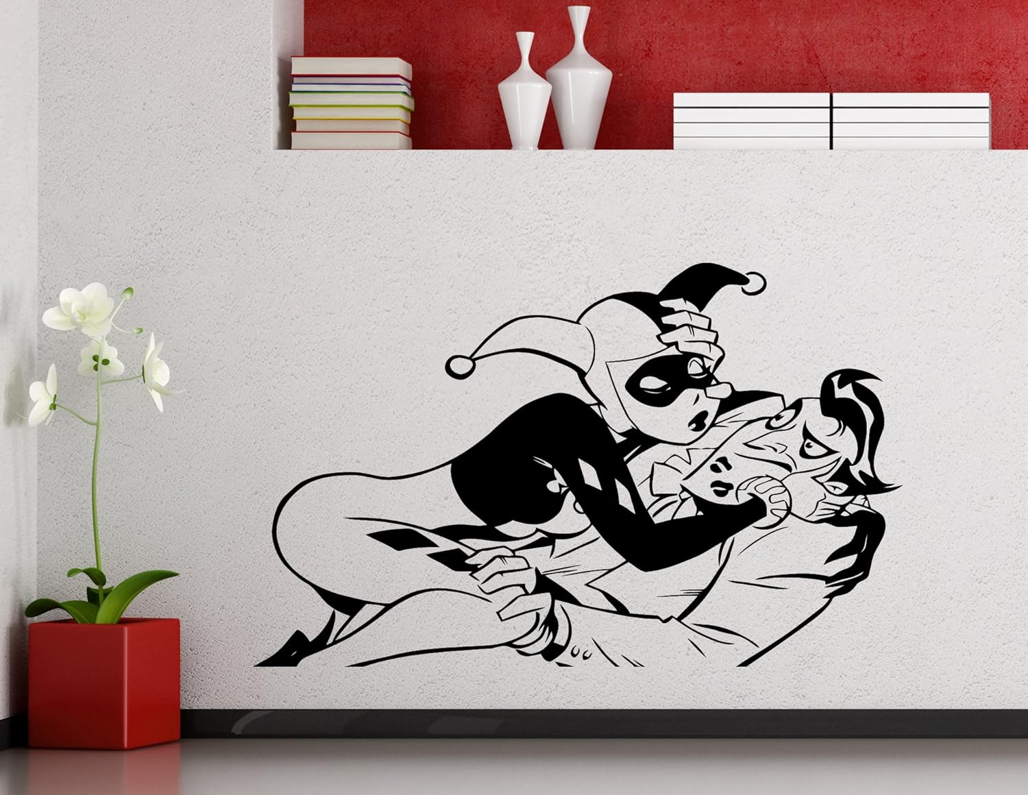 Harley and Joke Wall Decal Superhero Vinyl Sticker Decor Comics Wall Art Home Decoration Any Room Peel and Stick Sticker (233su)