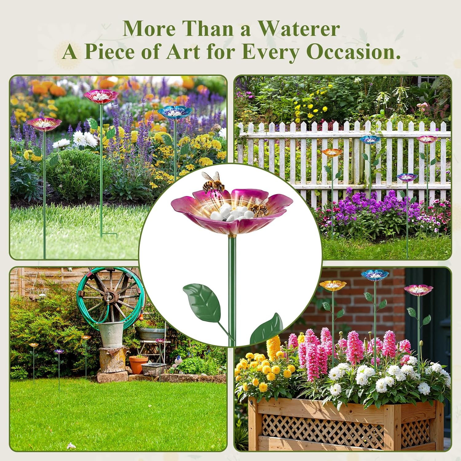 MYMULIKE Bee Watering Station, 6 Pcak Butterfly Bee Bath Bowl for Garden, Decorative Water Feeder to Attract Pollinators, Bee Feeders for Outside