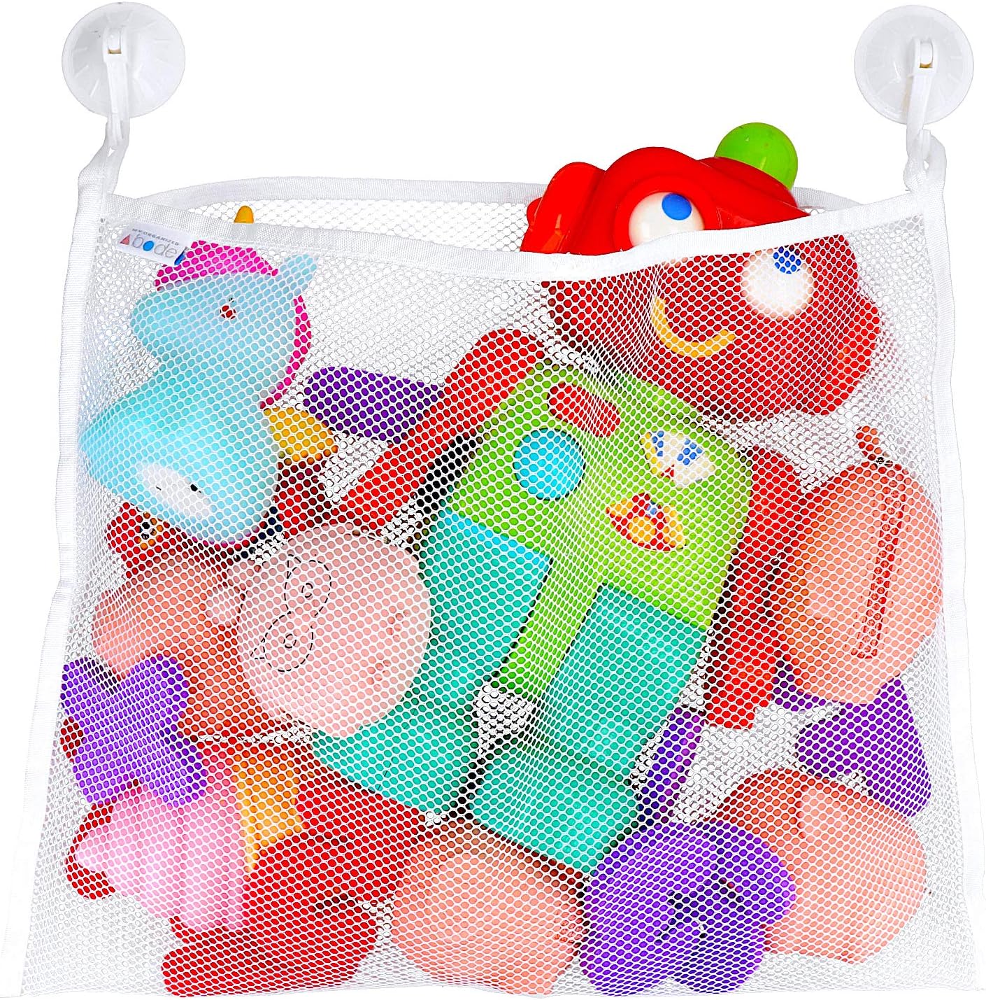 Amazon.com: Bath Toy Organizer Includes Suction Cup Hooks and Adhesive Hooks and Tub Toy Mesh ...