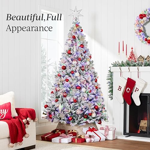 Miniatura 3 de Best Choice Products Árbol de Navidad artificial preiluminado de 7.5 pies para el hogar, oficina, decoración de fiesta con 550 luces blancas cálidas