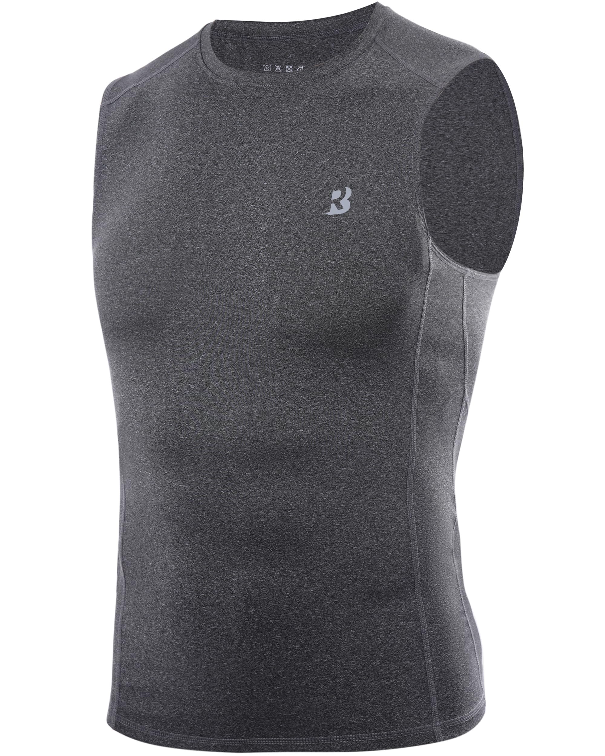 Roadbox Herren Kompressionsshirt ohne Ärmel Atmungsaktiv Schnell Trocknend Leicht für Fitness Laufen Gym Outdoor Sport Training