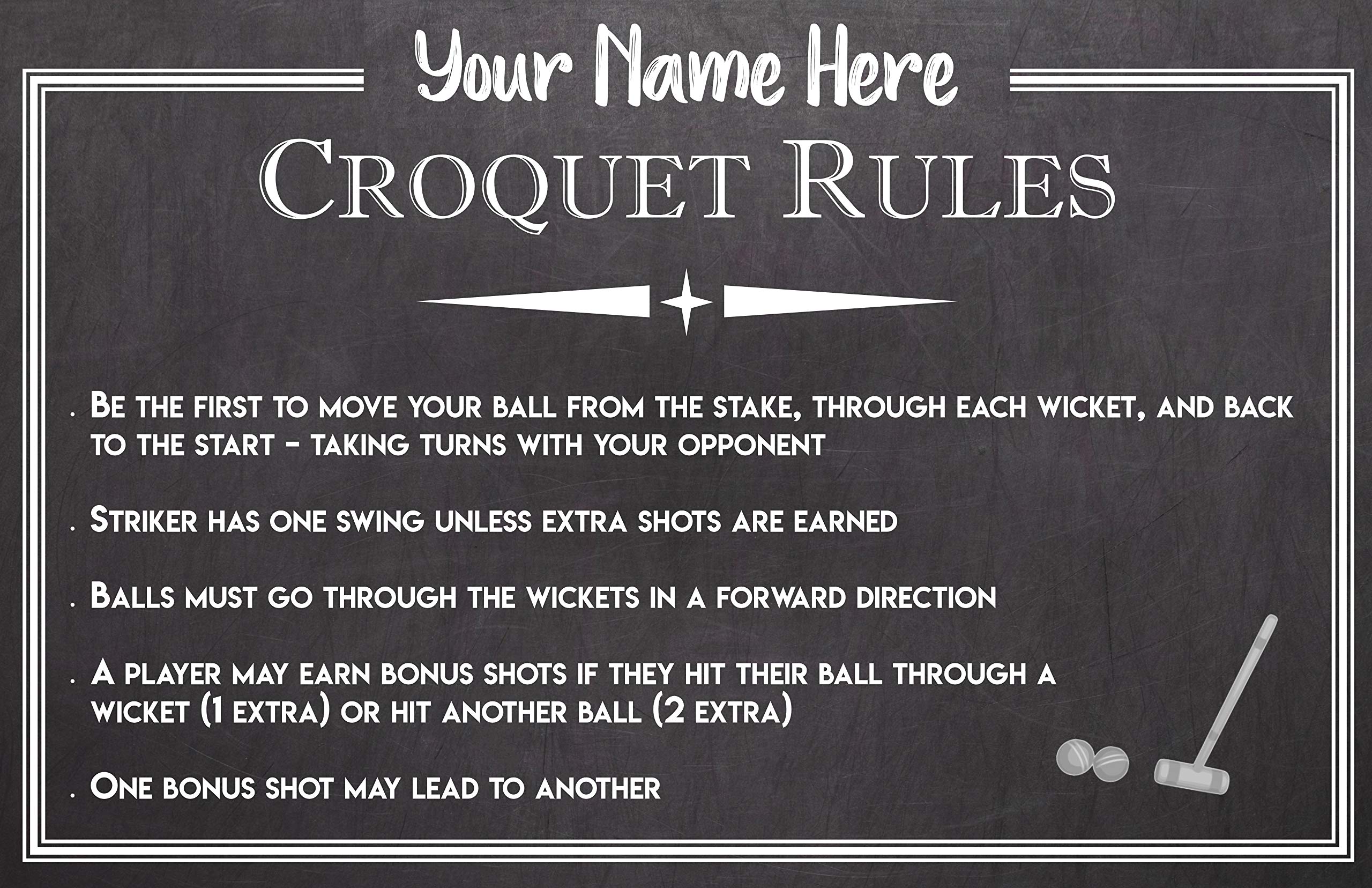 PERSONALIZED Croquet Sign Rules, Yard Game Sign, Outdoor Party, Wedding Party Lawn Game, Backyard Custom Laminated-image-42