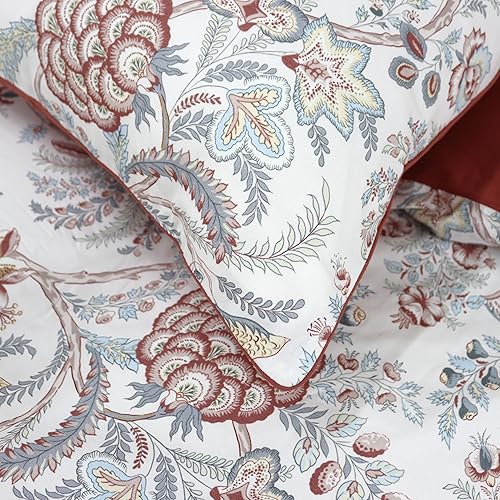 Miniatura 7 de FADFAY Juego de funda de edredón exótica bohemia, tamaño Queen, 100% algodón cepillado, suave, bohemio, estampado de mandala, color rojo y verde