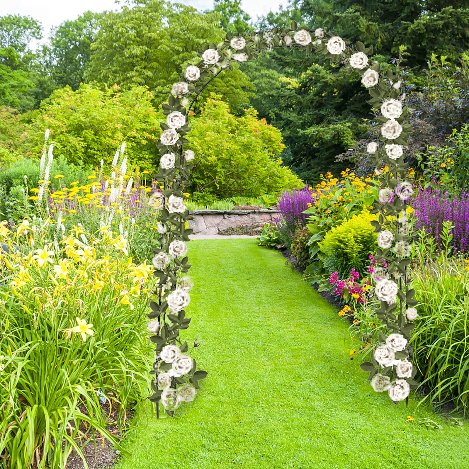 Arche de jardin en métal pergola stable décoration mariage 240 cm