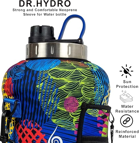 Miniatura 3 de DR.HYDRO Botella de agua de 3.2L con funda de neopreno aislada de un galón, soporte grande de 108 onzas con correa para el hombro para gimnasio y