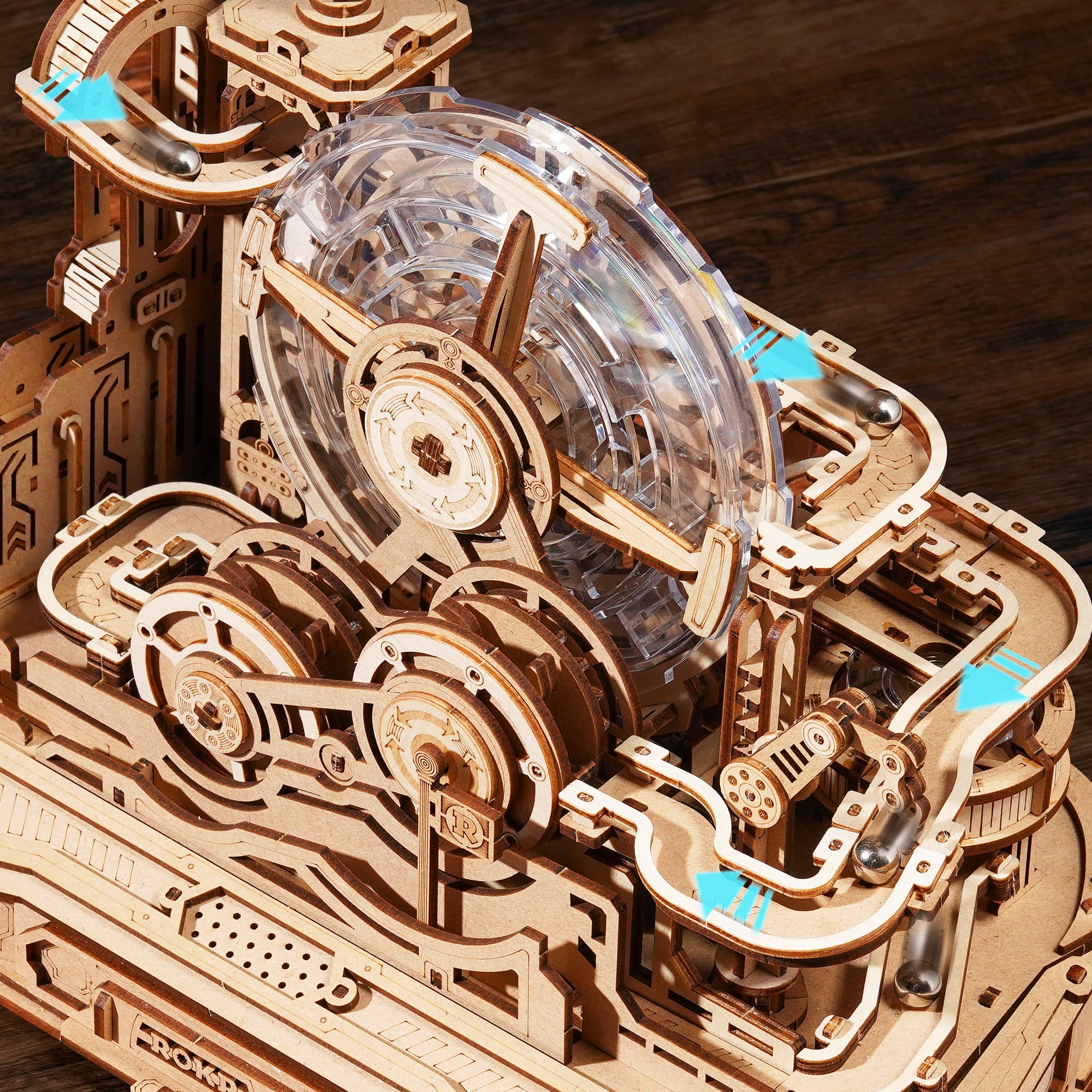 ROKR Puzzle 3D Bois Gear Ball Challenge Circuits de Billes Adulte,Maquette en Bois a Construire DIY Cadeaux pour Hommes et Enfants