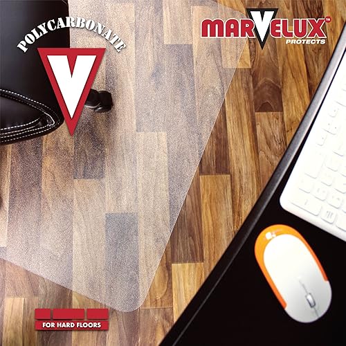 Miniatura 5 de Marvelux Tapete de policarbonato resistente para silla de oficina para suelos de madera dura, 30 x 48 pulgadas, protector de suelo duro