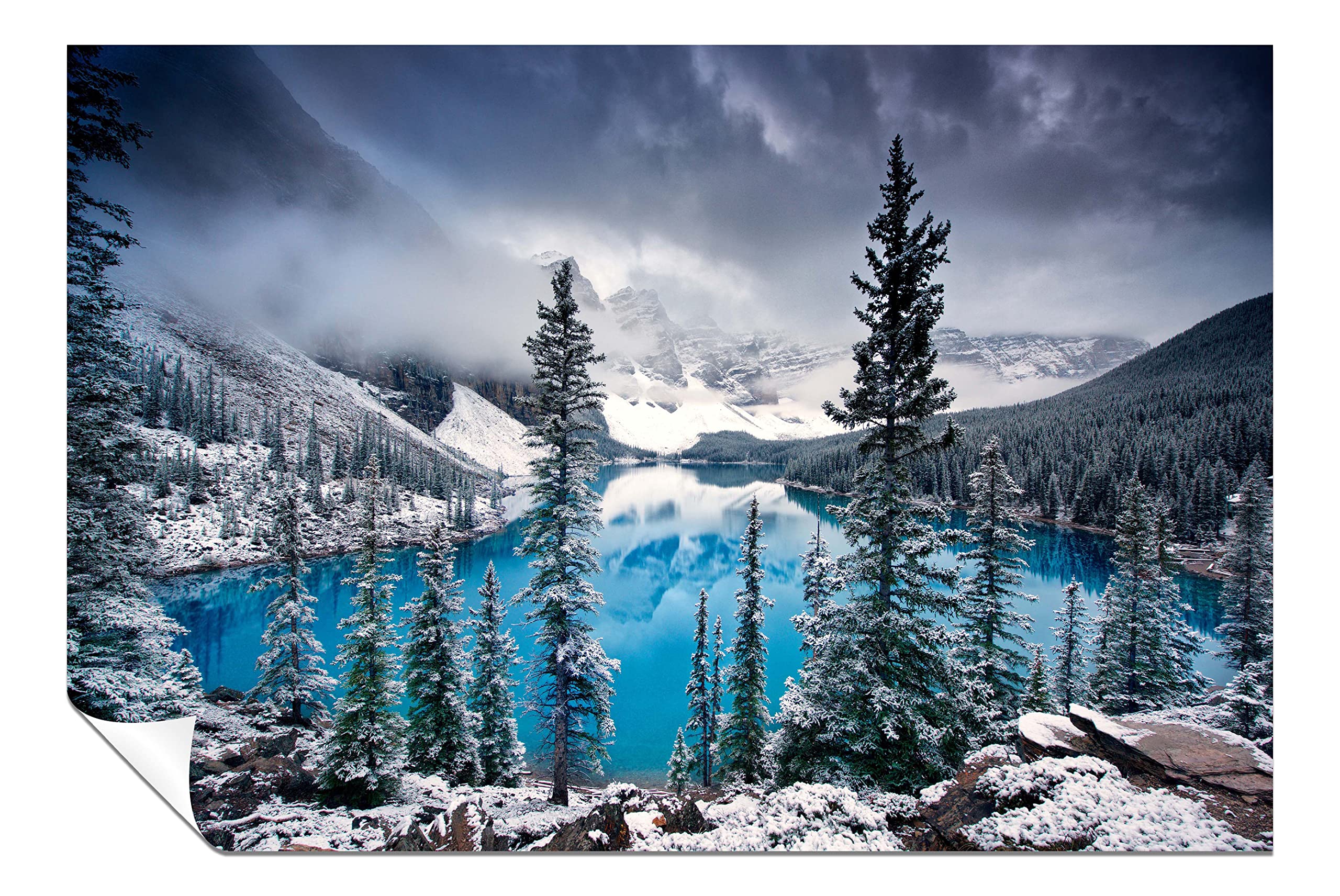 Panther Print Fine Art Prints Moraine Lake In Winter Artistic Unframed Poster, Pictures For Home Walls, Bedroom, Living Room & Bathroom Decor 91X61cm (36X24in)