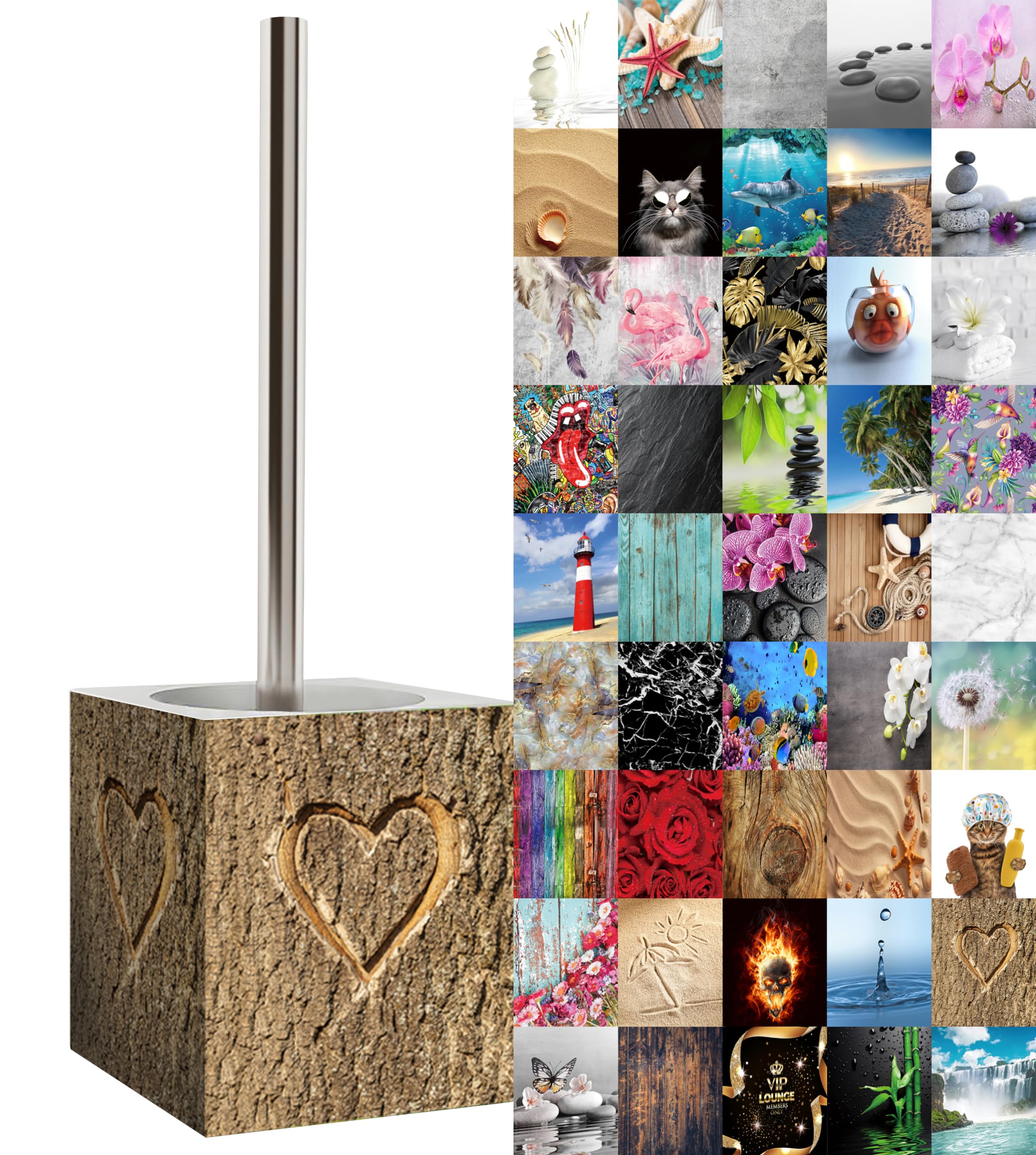 Sanilo Toilet Brush and Holder, Wide choice of beautiful Toilet Brush and Holder, Stainless Steel Handle, With Exchangeable Brush Head, Easy to clean (True Love)