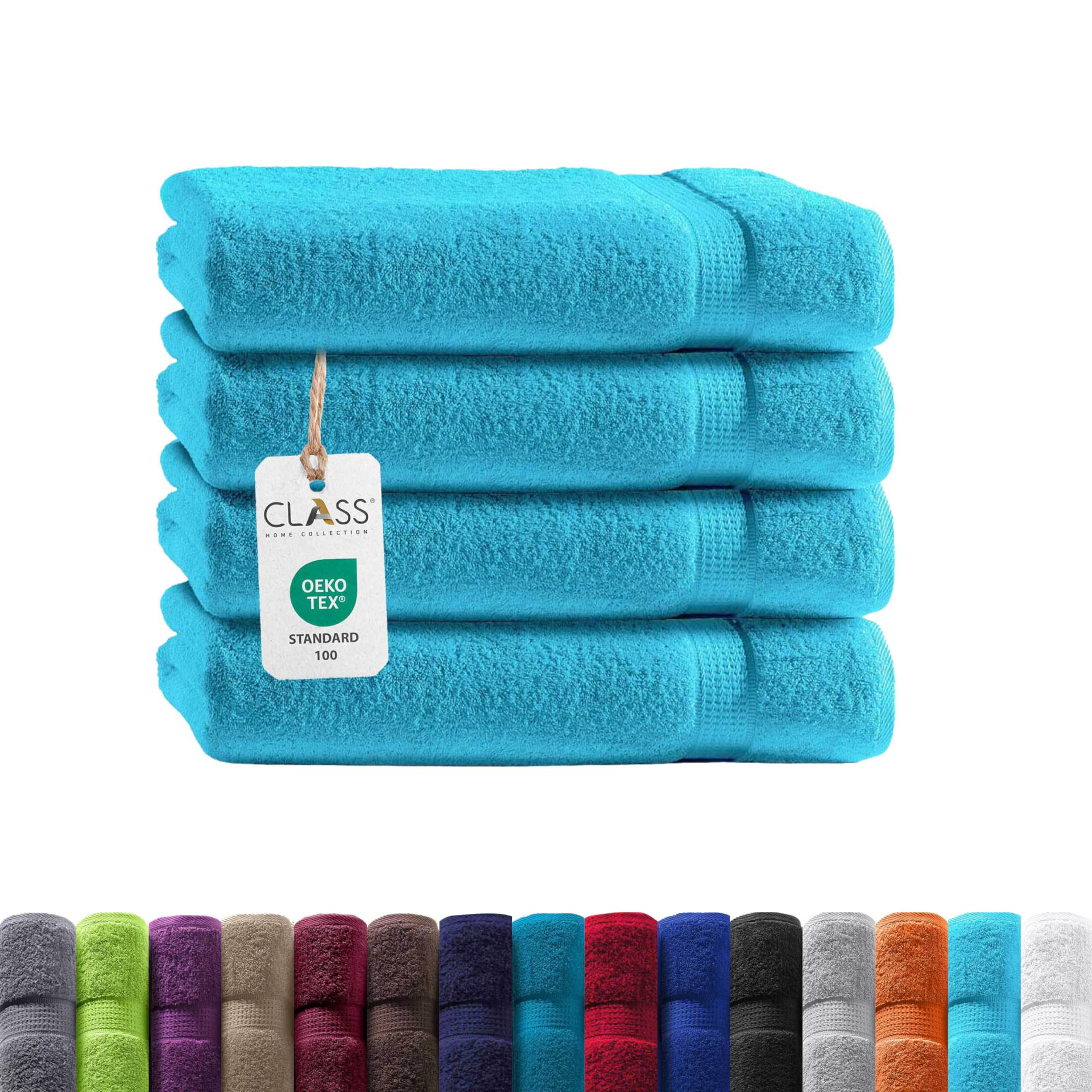 Class Home Collection Frottee Handtücher 50x100 cm – 4er Set Handtuch – Besonders weiche & saugfähige Handtücher aus 100% Baumwolle mit Aufhänger – Türkis
