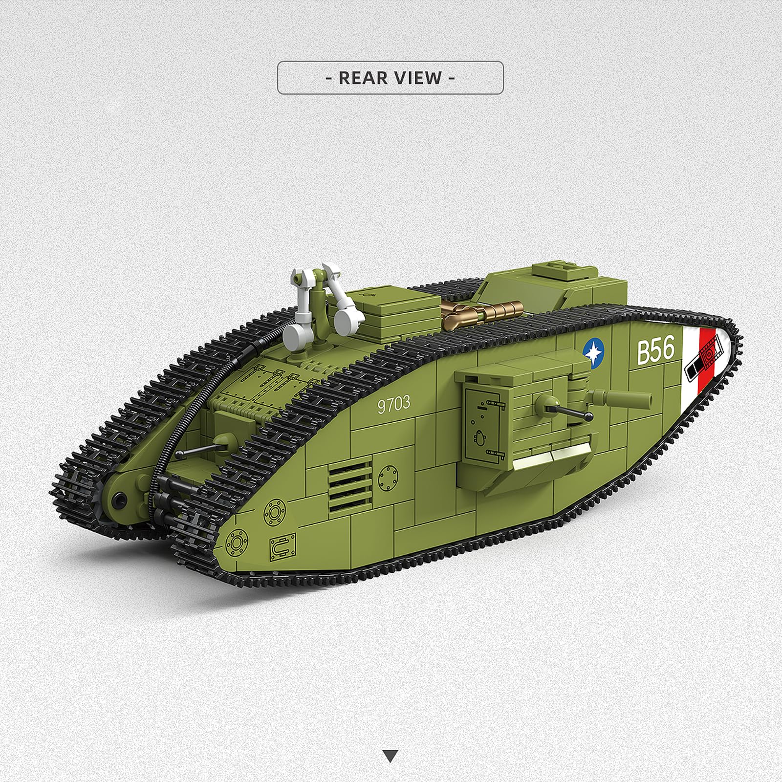 MK.V Heavy Tank Building Set for Adults, 900 PCS WW1 Military British Collectible Tank Bricks Model, 1:35 Scale Army Vehicle Toy, Gift for Military Fans & History Lovers