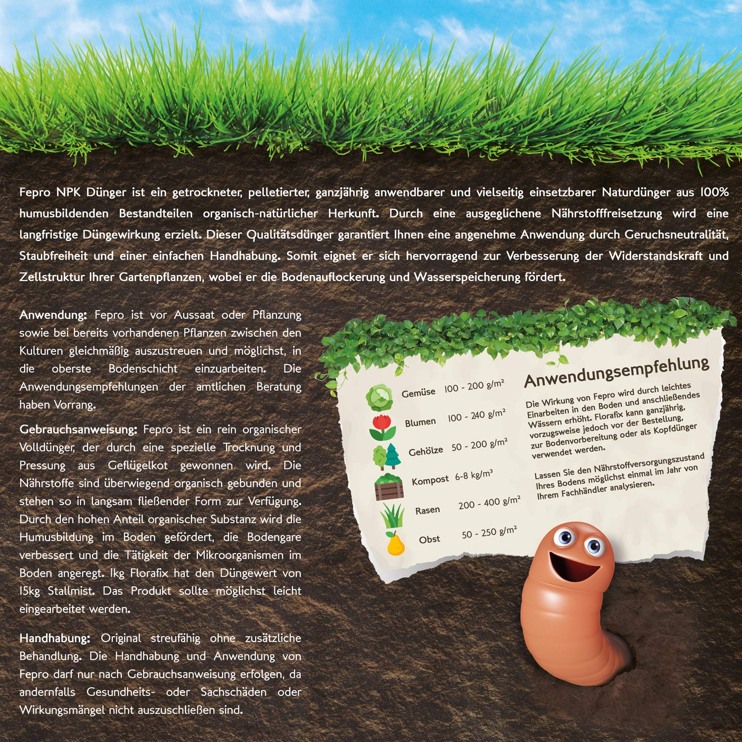florafix profesional Césped abono Saco de 25 kg, orgánico.