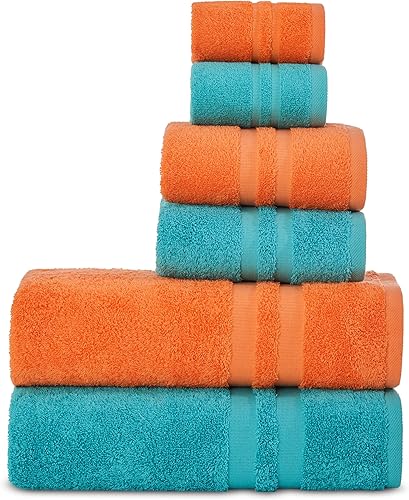 Juego de toallas prémium de 6 piezas, 2 toallas de baño, 2 toallas de mano, 2 toallas pequeñas, 100% algodón turco, toallas absorbentes suaves