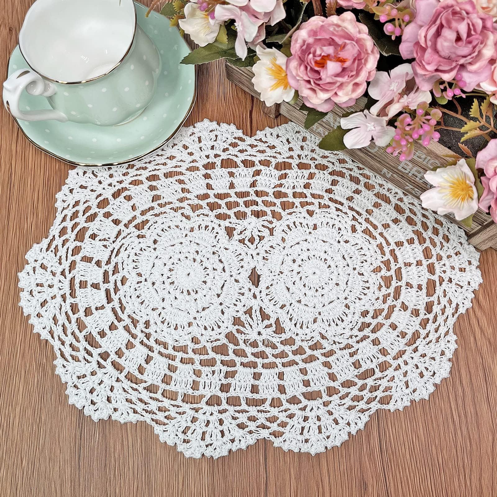 Phantomon Lace Doilies Handmade Crochet Placemats Cotton