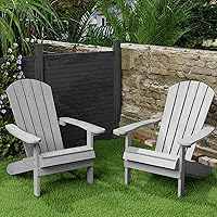 Vista 15 de YEFU Silla Adirondack Resistente a la Intemperie: Sillas Adirondack de Plástico - Sillas de Patio con Portavasos y Textura de Madera - Silla