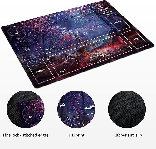Vista 22 de MTG Playmat TCG Playmat - Incluye tubo de almacenamiento y 7 dados de experiencia de primera calidad y bloqueo de bordes, impermeable y 1-bonita