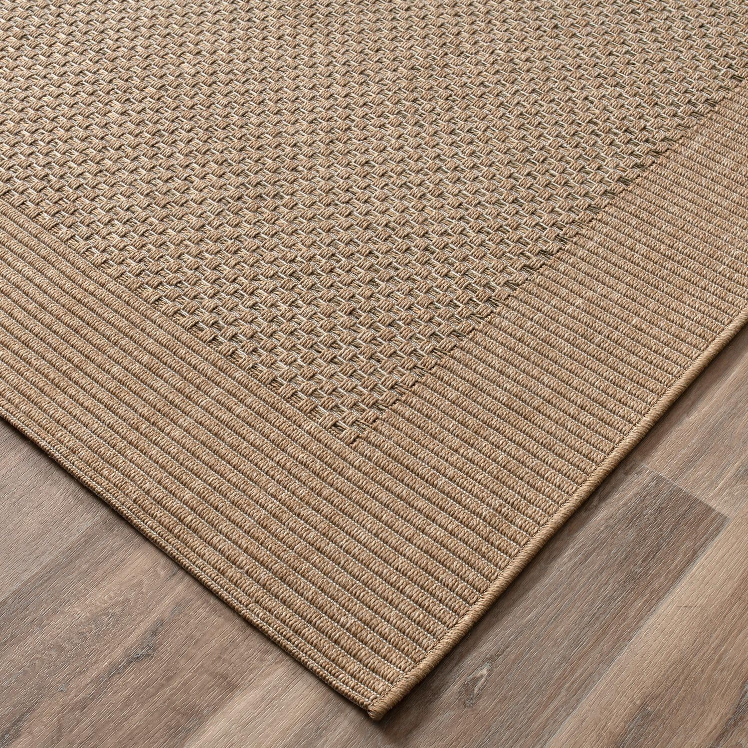 TT Home Alfombra Interior Exterior Tejido Laminado Balcón Terraza Ribete Negro, Tamaño:120x170 cm