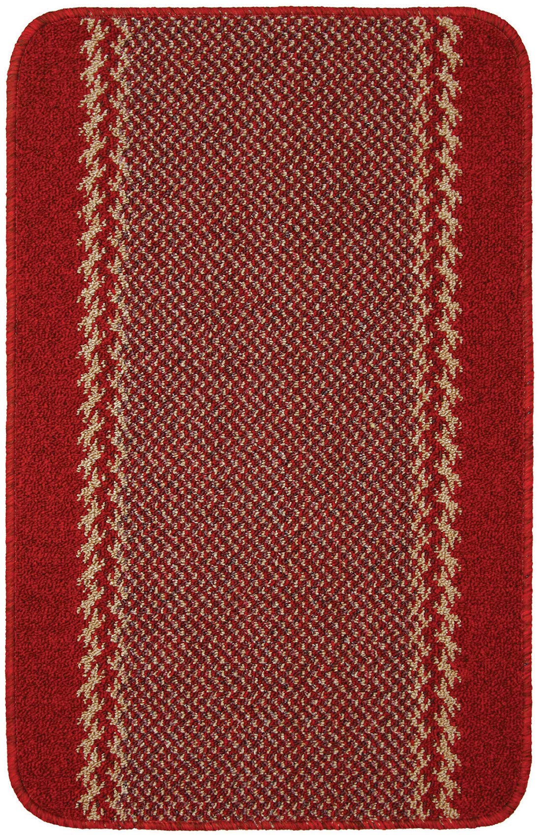 Rackhams Red Washable Designer Borde Rug | 116R - 67X180 Cm