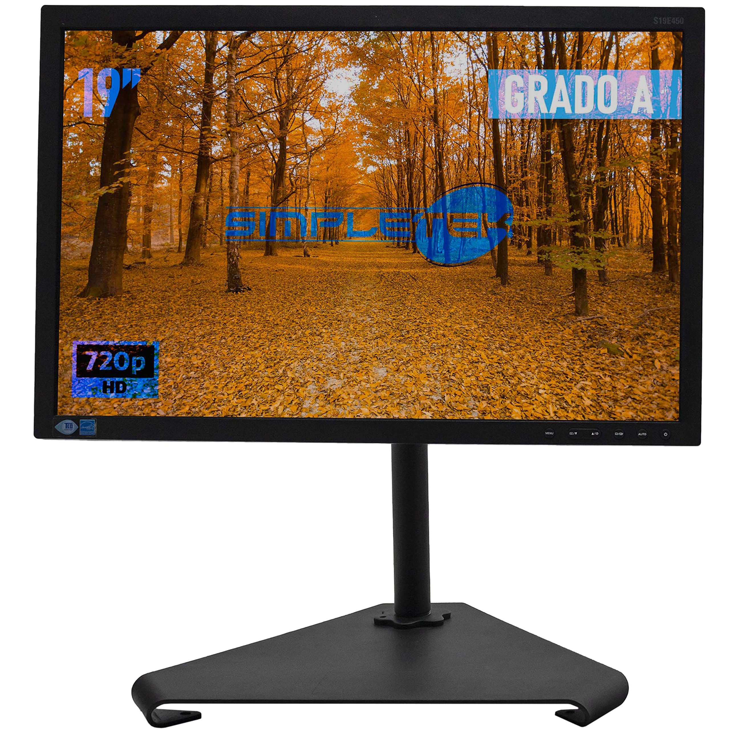 SIMPLETEK - Monitor da 19” TN LED 1440X900px HD 16:10 | Montaggio a parete da 100x100 mm | DVI VGA | Base inclusa (Ricondizionato)