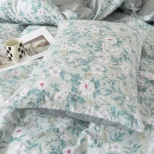 Miniatura 243 de HoneiLife - Juego de funda de edredón floral 100% algodón, 3 piezas, botánica, ropa de cama con cierre de cremallera y lazos en las esquinas