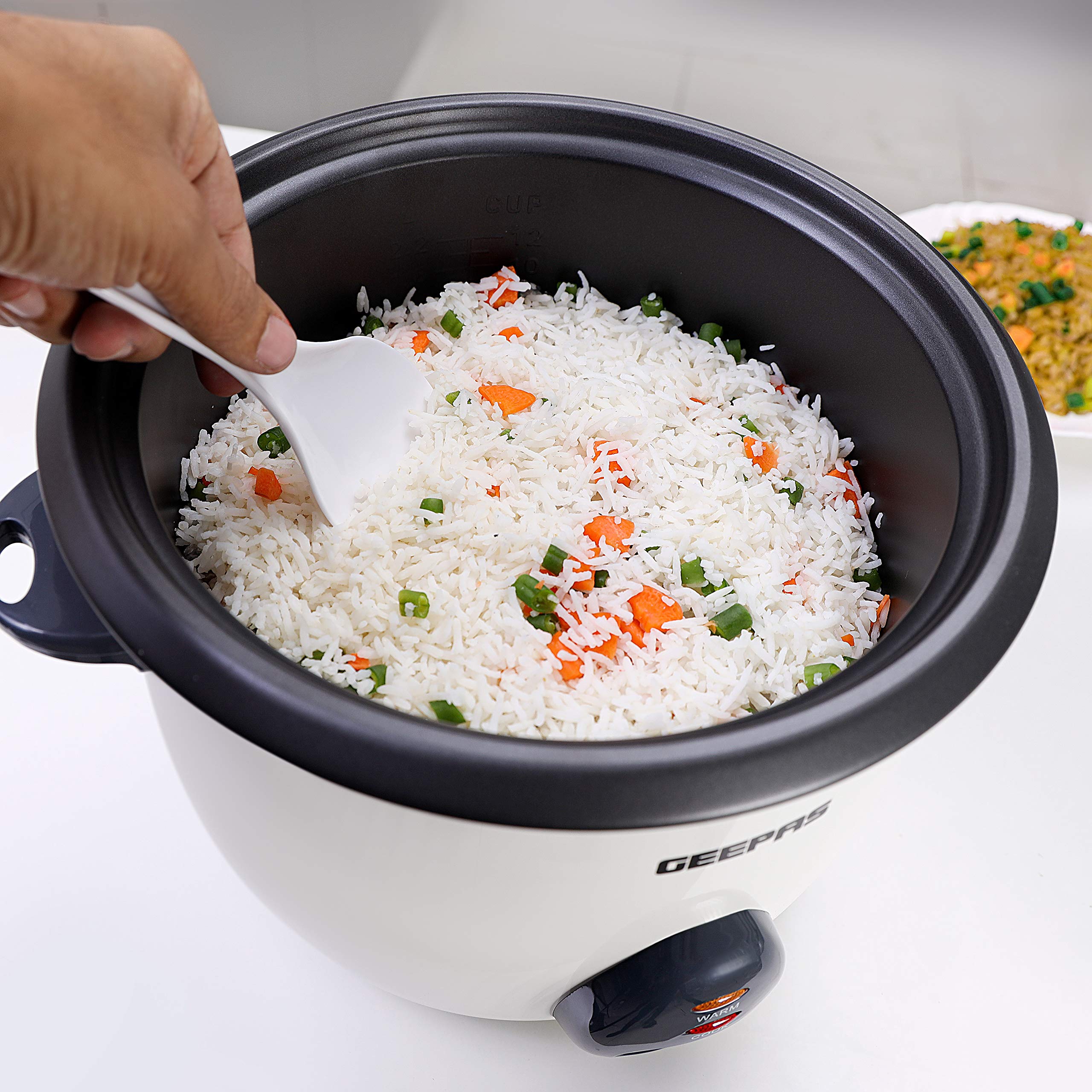 Geepas 1L Rice Cooker with Steamer 400W NonStick Inner Pot