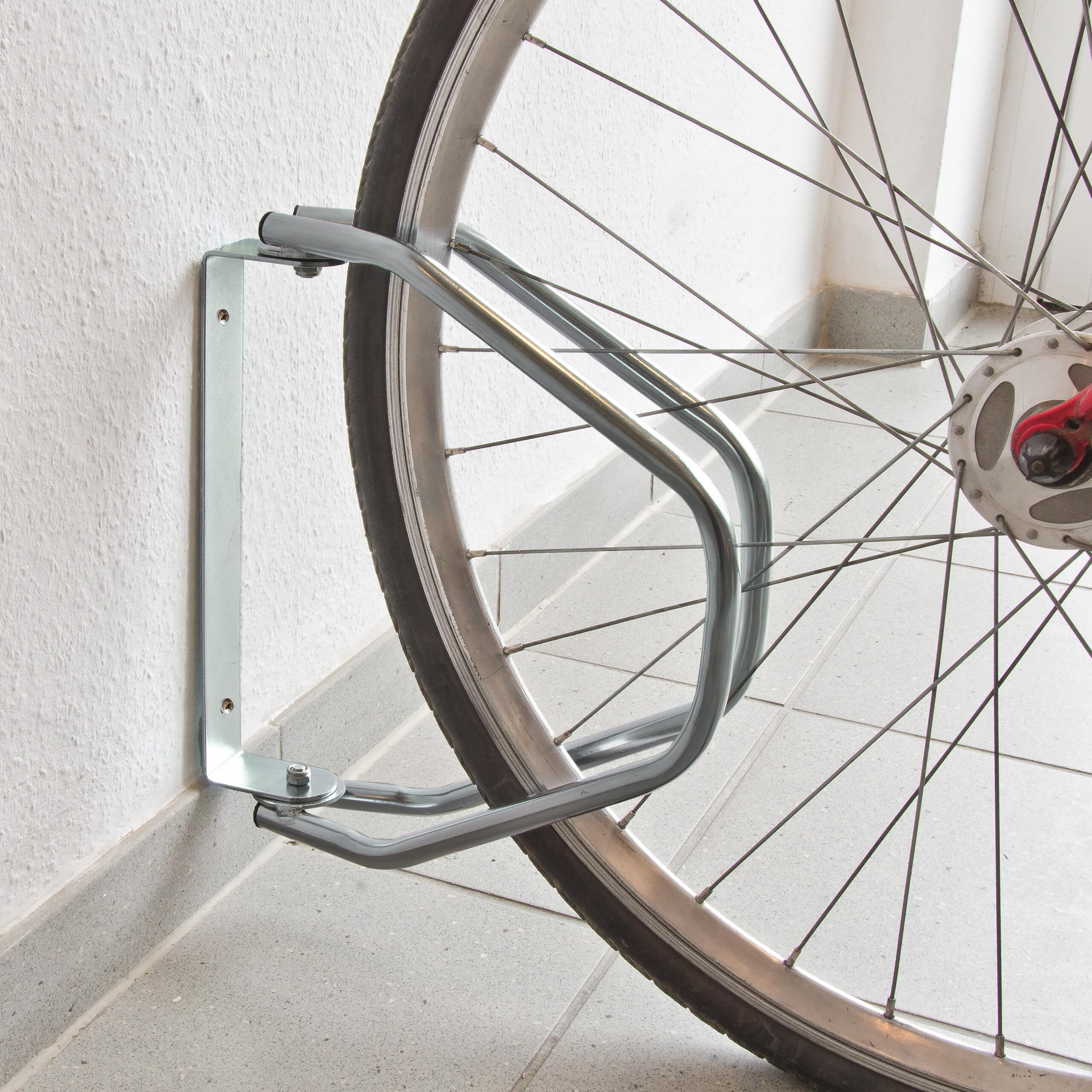 Relaxdays Support Mural pour vélo, Lot de 4, Acier Robuste, râtelier Garage, pivotant à 180°, Porte-vélo, argenté