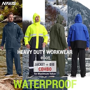 Men's Hi-Vis PRO Workwear Waterproof 3-Piece Rain Suit