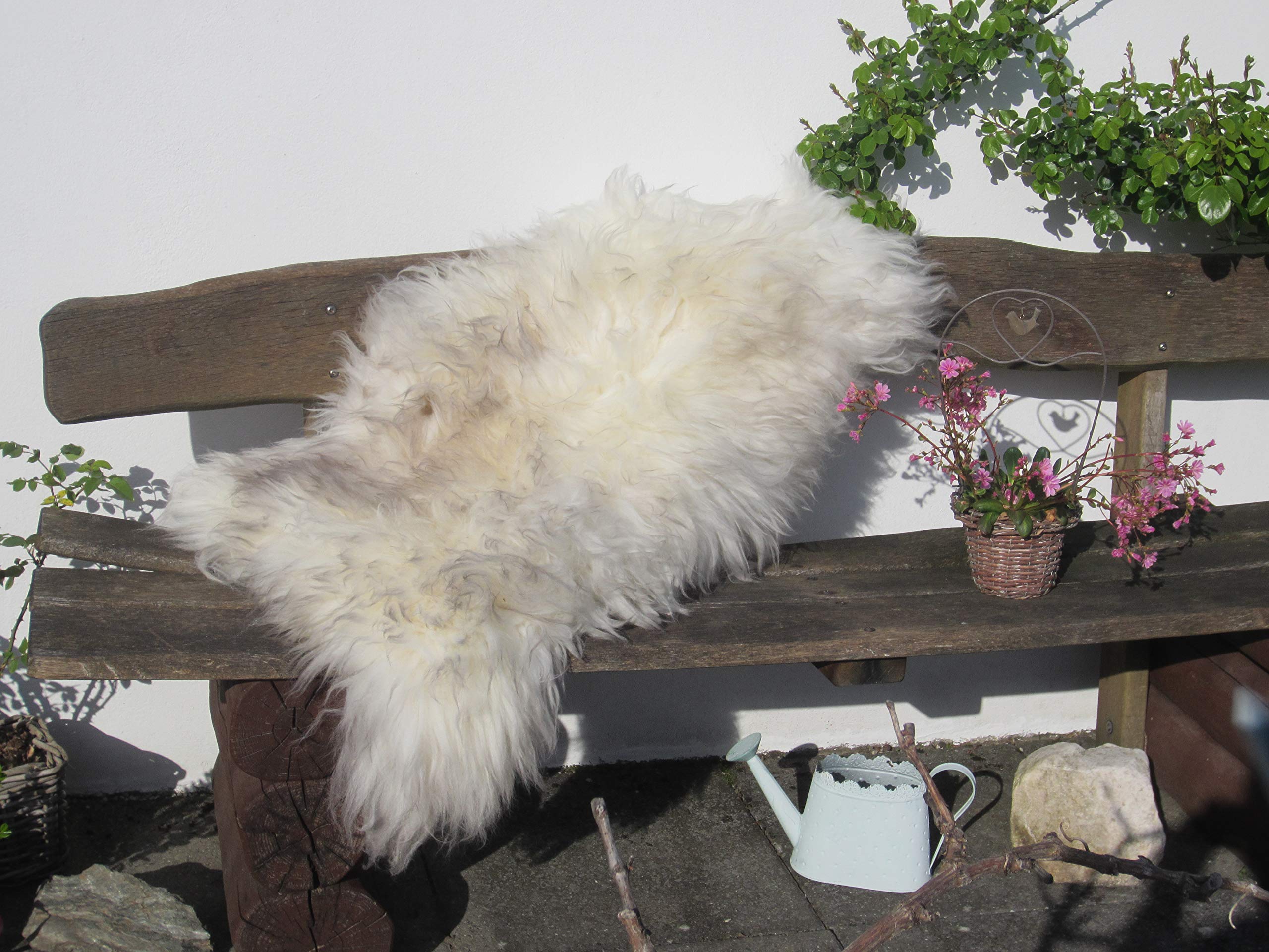 Echtes Öko Merino Schaffell Lammfell Fell weiß-grau ökologische Gerbung (130-140 cm)