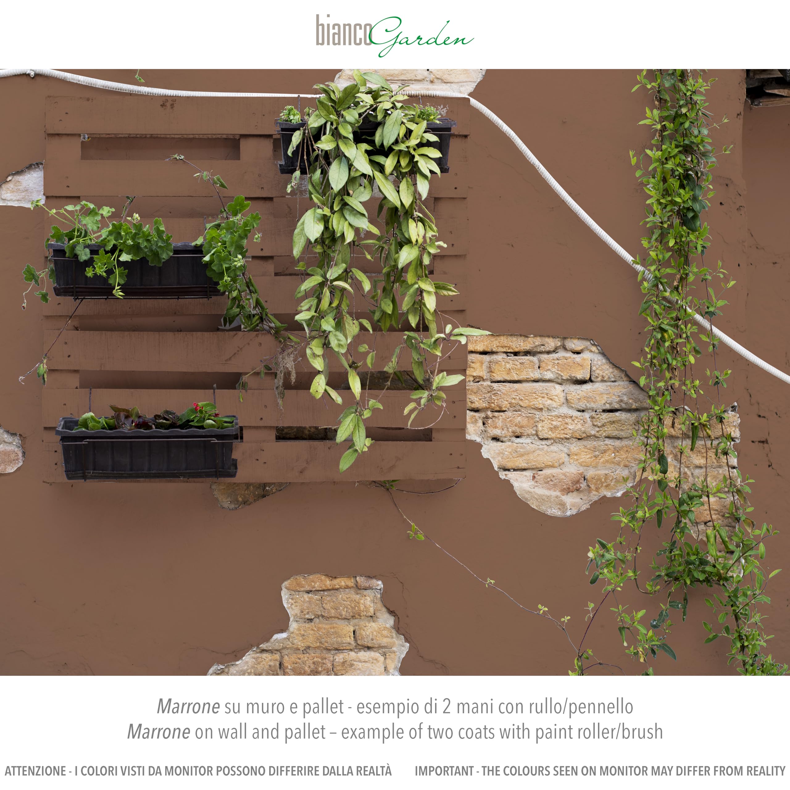 bianco Shabby CHALK PAINT Peinture spéciale Marrone pour extérieur, pour jardin, balcon, sans peinture et sans finition (1 litre)