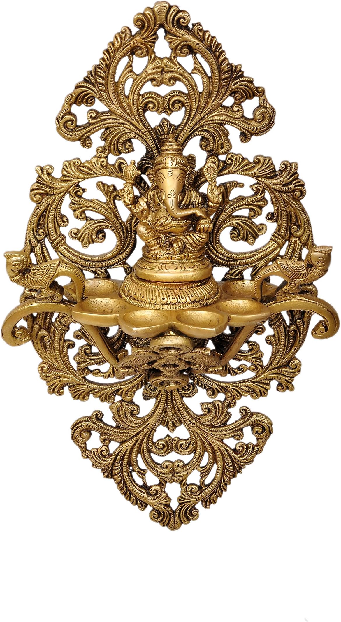 Aesthetic Decors Brass Hanging Diya (Antique Gold)