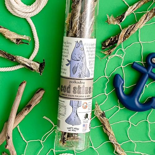 Miniatura 2 de Polkadog Pieles de bacalao para perros (4.7 oz regular) Un solo ingrediente, piel de pescado capturado en la naturaleza golosinas para perros para