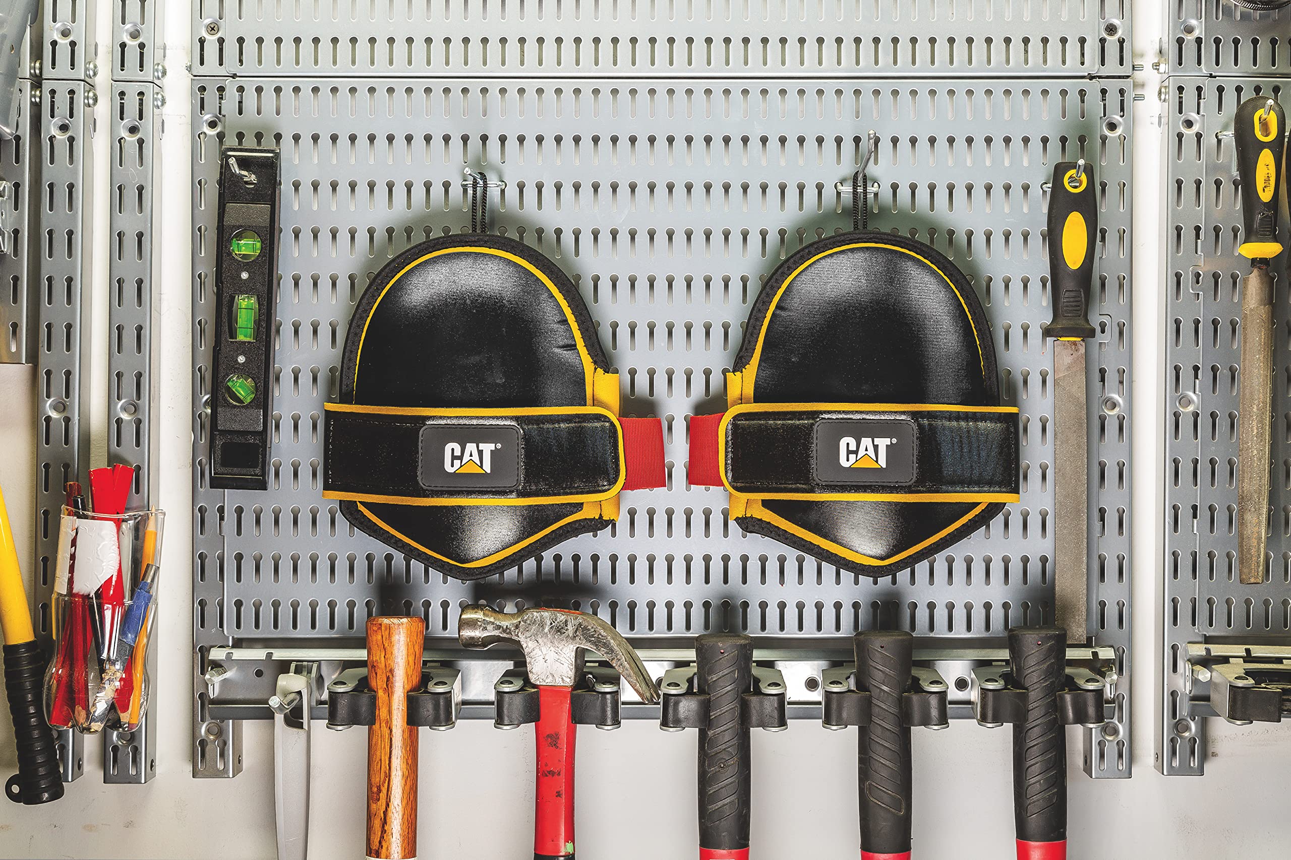 Cat Ginocchiere morbide per protezione sul lavoro, cinghie elastiche sicure, sicure, costruzioni, lavori sul pavimento, giardinaggio, cantiere, una coppia - 980746ECT