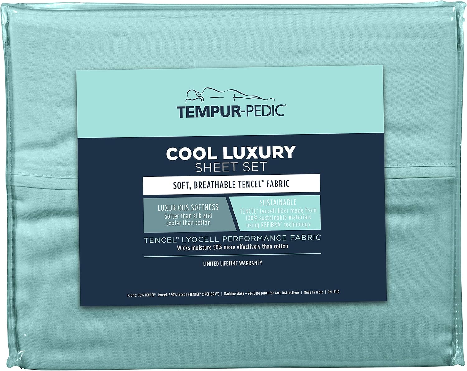 TEMPUR-PEDIC Cool Luxury Sheet Set – Luxurious Softness and Breathable Fabric Keep You Comfortable – Queen, Ether - Includes 2 Standard Pillowcases, 1 Queen Flat Sheet, 1 Queen Fitted Sheet