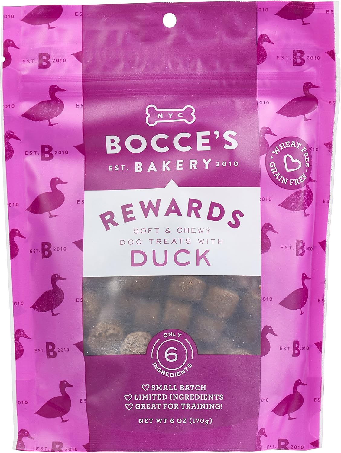 Bocce’s Bakery All-Natural, Rewards Dog Treats, Wheat-Free, Limited-Ingredient, Soft & Chewy, Training Treats Made in the USA, 6 oz