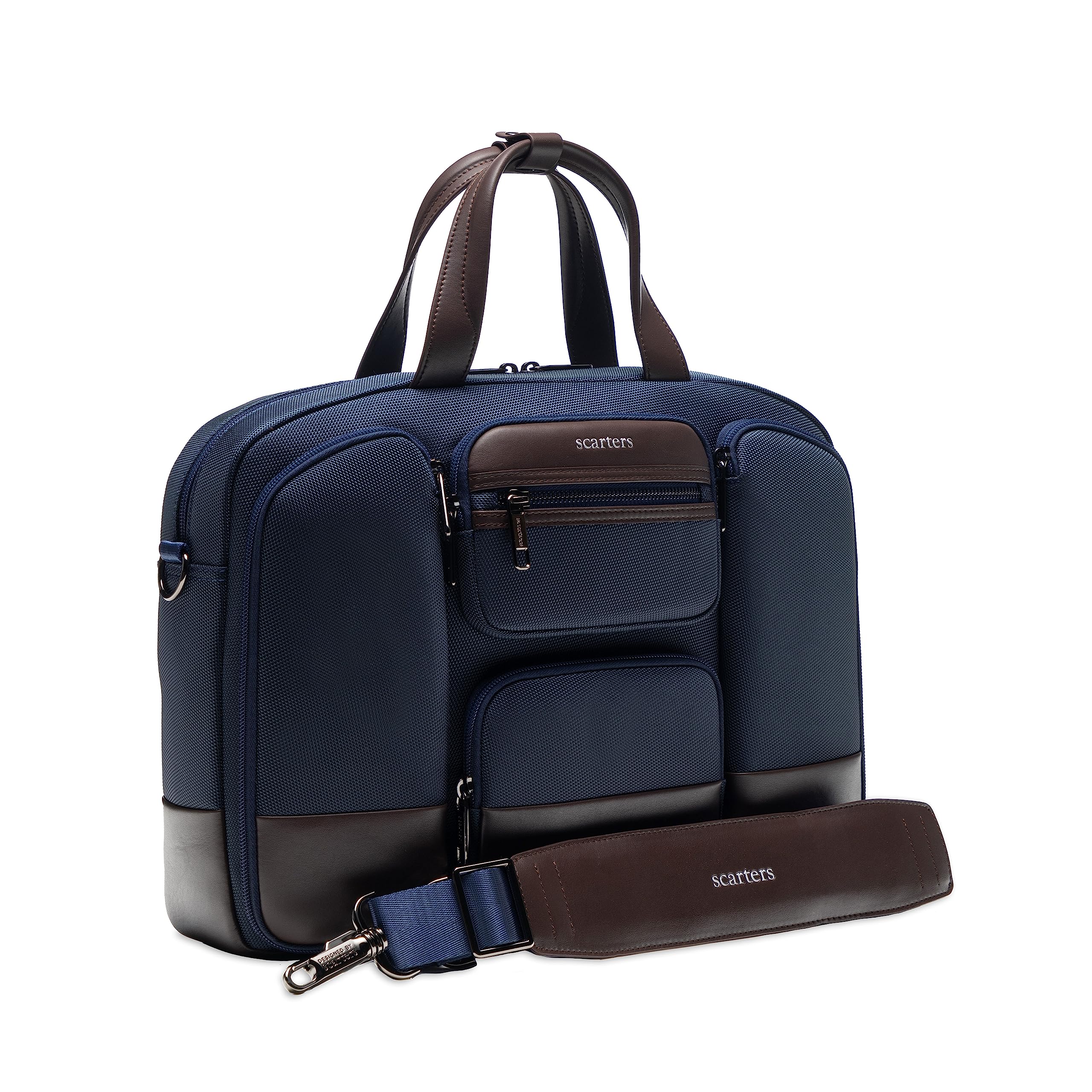 scarters Terminal Office Messenger Bag - 16” Spacious Multi Compartment Laptop Bag | 24 Litres | Water Resistant & Vegan Leather | Premium Nylon Fabric | Travelling & Office Use | AirTag Pockets-picture-24