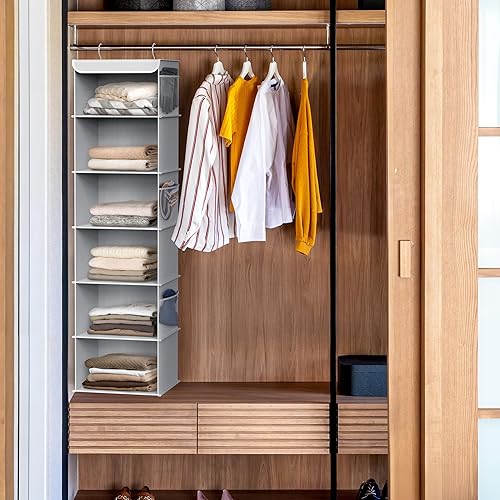 Miniatura 7 de Simple Houseware Organizador colgante de armario con 5 estantes, color rojo