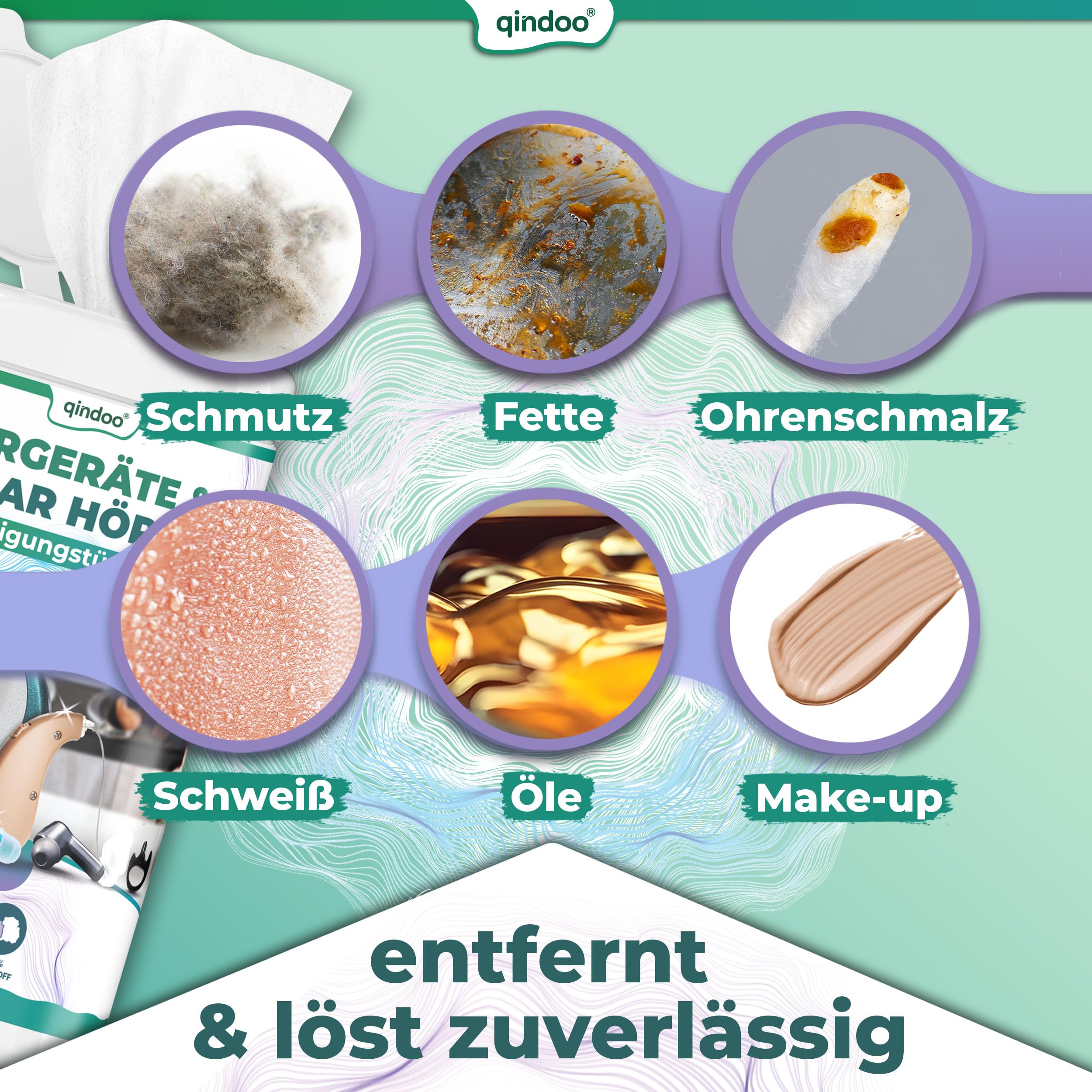 300x Reinigungstücher für Hörgeräte Reinigung für Kopfhörer, Headset, Ohrstöpsel In-Ear Reiniger Tuch, feucht (3x Dose)