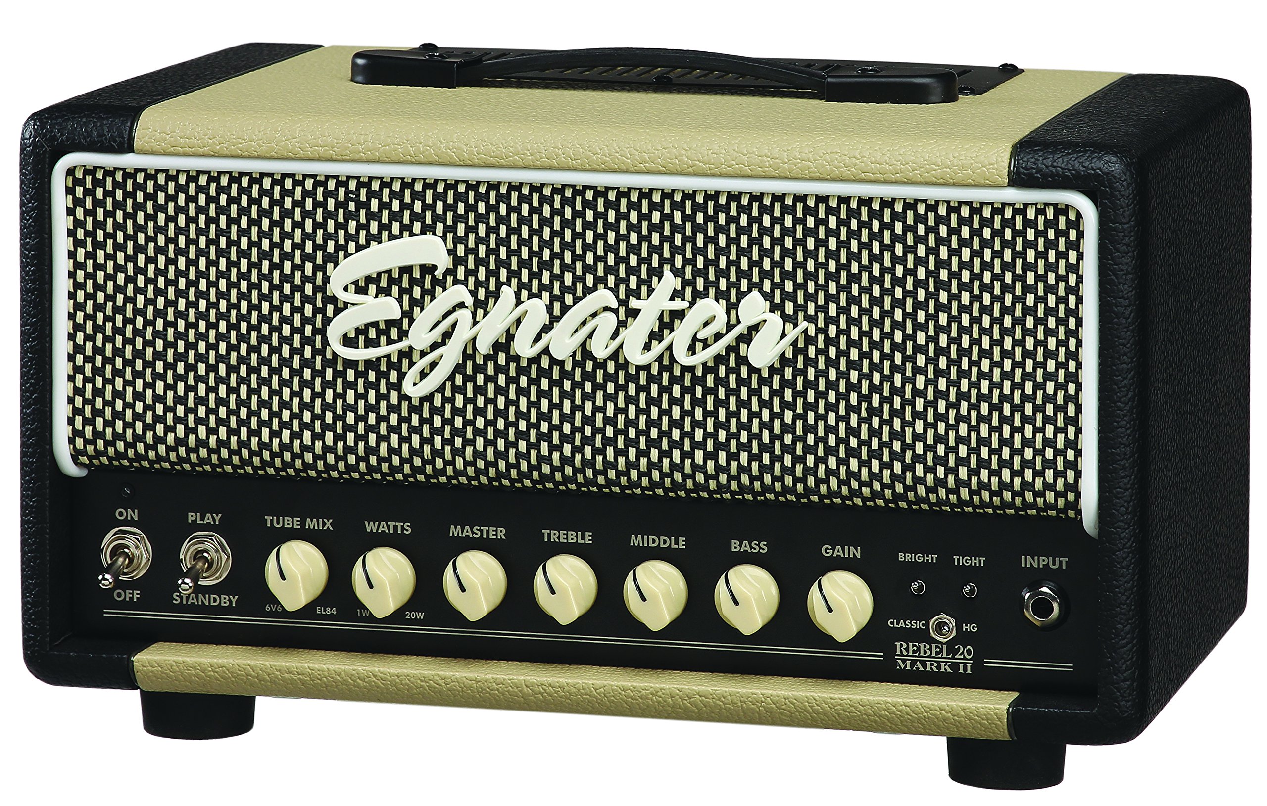 Egnater REBEL -20 MARK II 20-Watt One-Channel Tube Head with Tube Mix, 2 x 6V6 and 2 x EL84 Power Tu