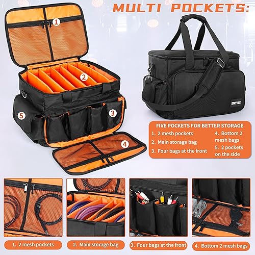 Miniatura 6 de Bolsa para archivos de cable de DJ con divisores ajustables, bolsa de DJ para cables, cables, equipo de DJ, instrumentos de sonido y accesorios,