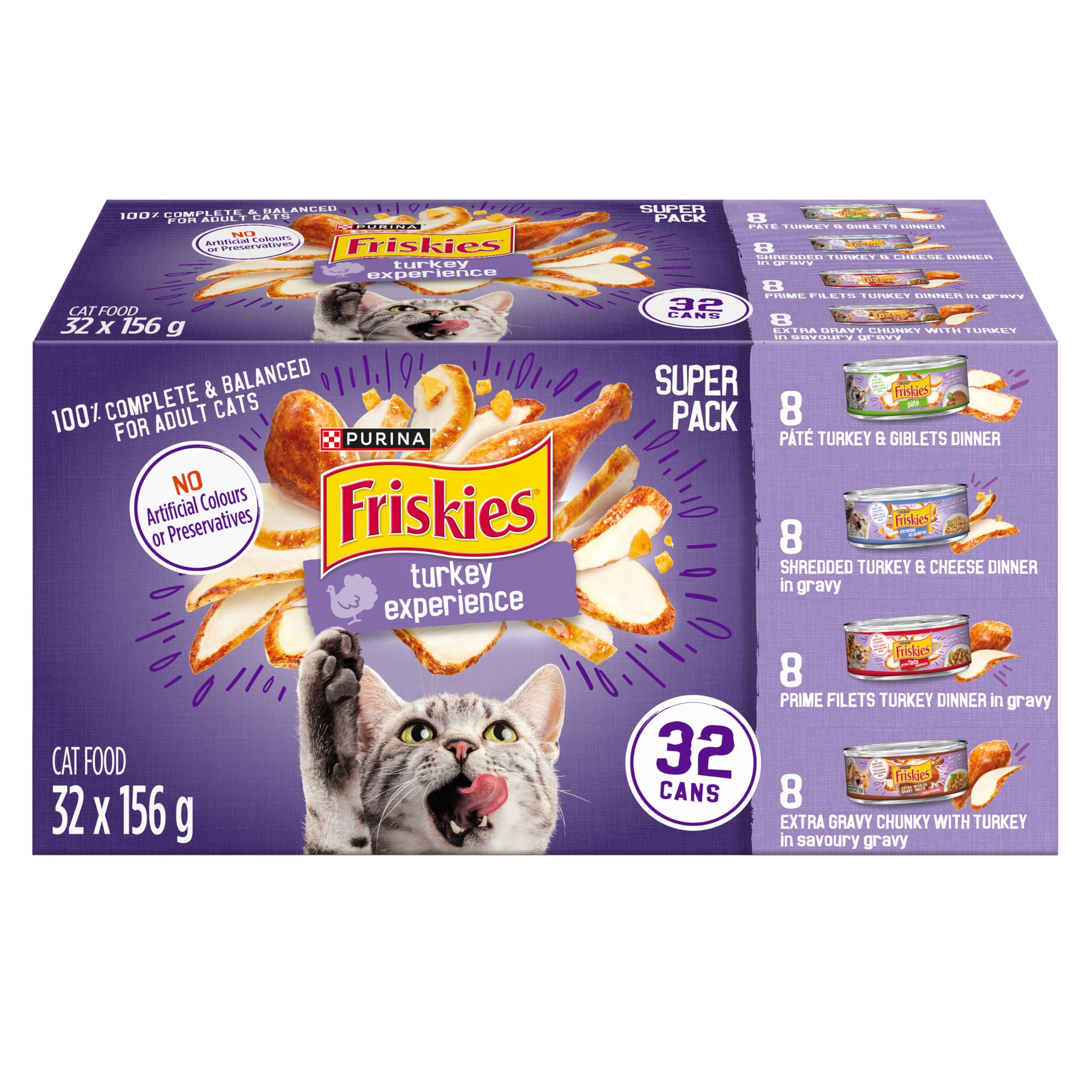 Purina Friskies Turkey Experience Wet Cat Food Super Pack 32 x 156g Cans, Brown (44338) image 3
