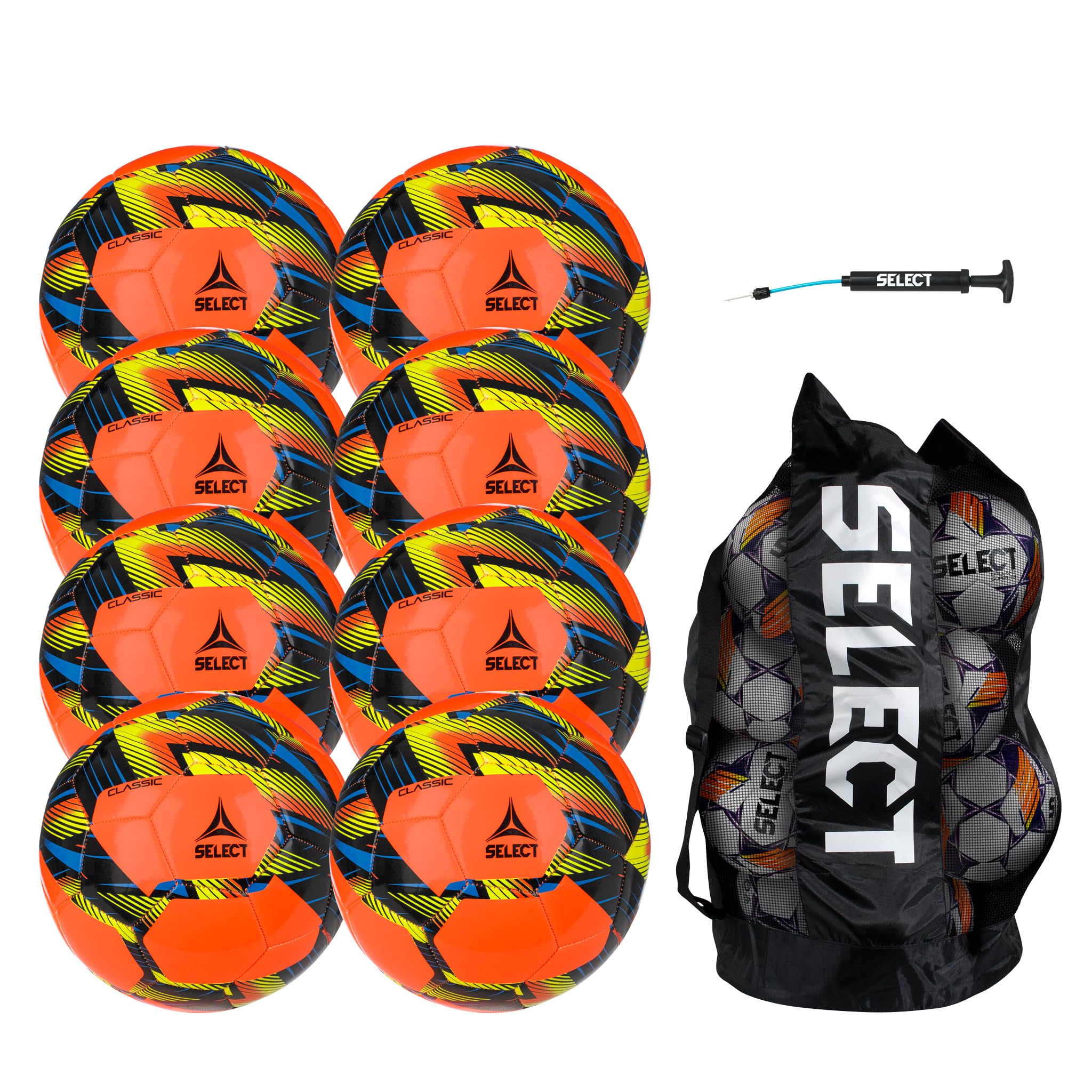 SELECT Classic 8-Ball Pack with Duffle Ball Bag and Hand Pump, Orange V24, Size 3