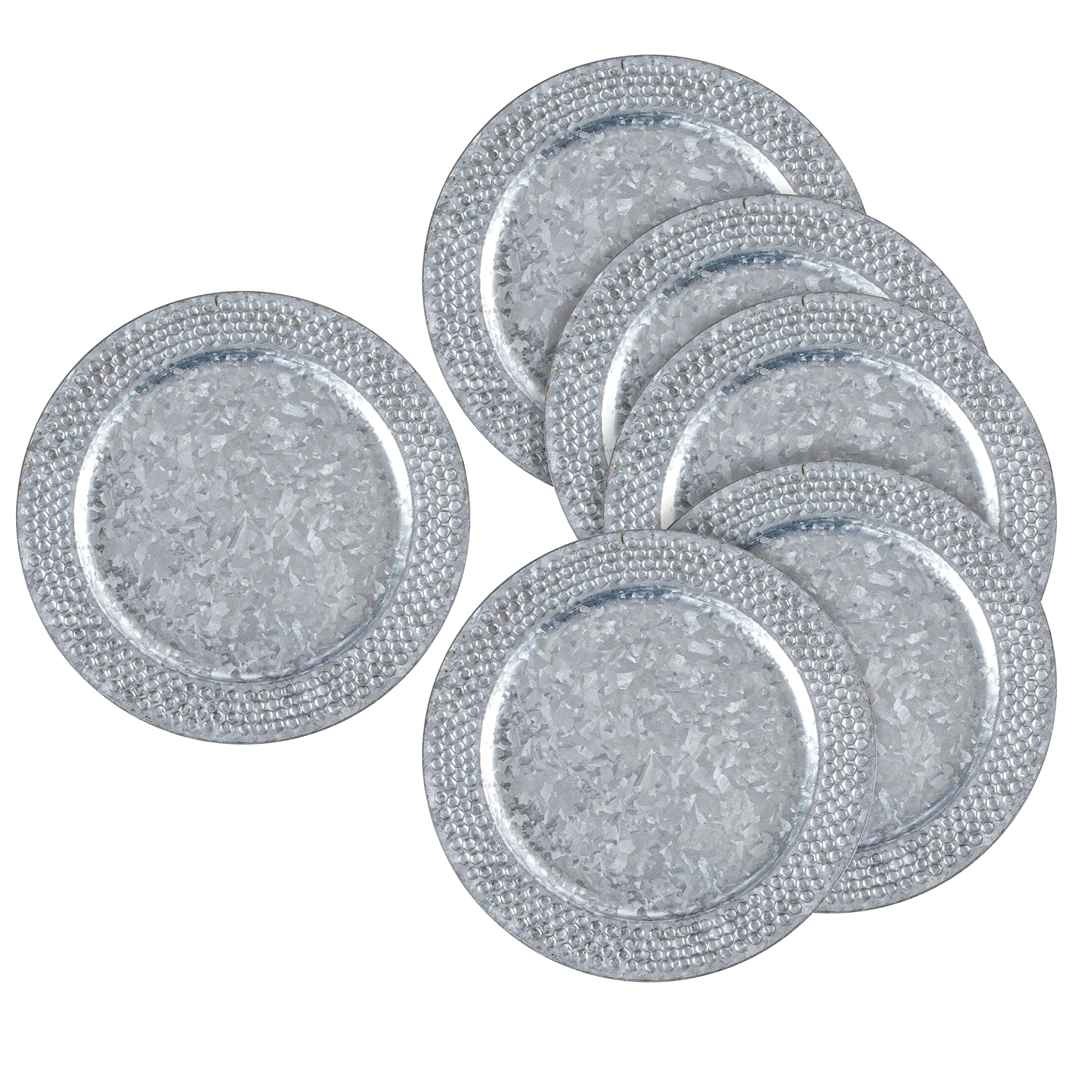 CLEENTABLE Charger Plates 13 Inches Buffet Plate for Dinner Plates Rustic  Galvanized Pack Service Plates Farmhouse Cover Plate Modern for