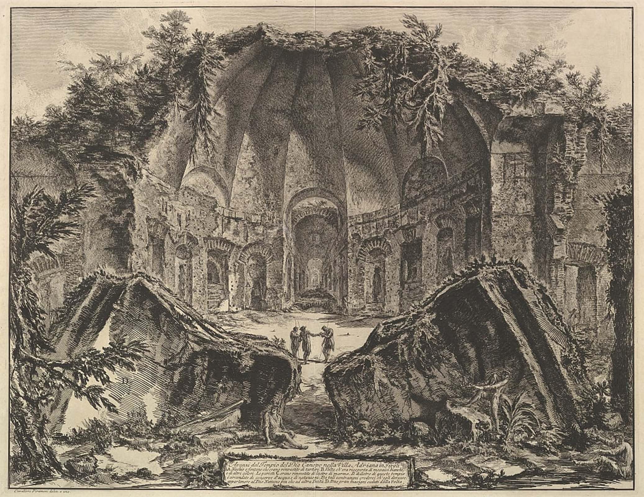 ARTXLXXBN Famous Print Painting Colorful Art Print Hadrians Villa the Canopus Avanzi Del Tempio Dio Canopo Nella Villa Adriana in Tivo by Battista Piranesi for Home Decor 60x90cm